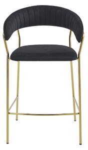 BADIA LUX Luxusní barová židle ve velurovém stylu v černé barvě