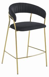 Luxusní barová židle BADIA ve velurovém stylu v černé barvě