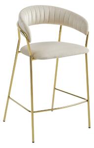 BADIA LUX Luxusní barová židle ve velurovém stylu v béžové barvě