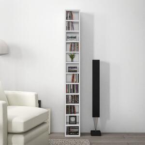 HOMCOM Úložný sloupec na CD a DVD, regál s 12 přihrádkami, kapacita max. 204 CD, 21 x 20 x 175 cm, bílá | Aosom