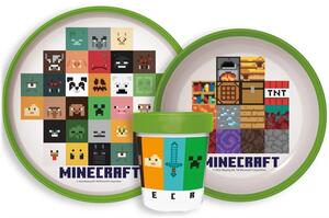 Sada plastového nádobí Minecraft s kelímkem a protiskluzem - 3 díly