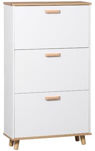 HOMCOM Skandinávský styl botník s 3 sklápěcími dvířky v dřevěném vzhledu - 70 x 23,5 x 122 cm - Bílý | Aosom