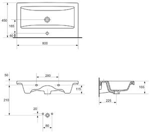 Cersanit Como umyvadlo 80x45 cm obdélníkový nábytkový bílá K32-004-BOX
