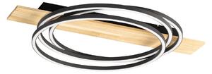 FISCHER & HONSEL LED stropní svítidlo Marit, délka 76 cm, pískově černé, kov/dřevo, stmívatelný, Černá, Obývací pokoj / jídelna, kov, Moderní