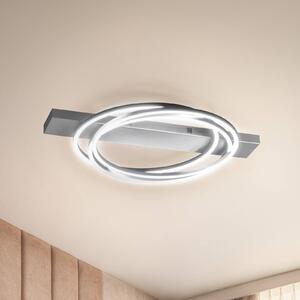 FISCHER & HONSEL LED stropní svítidlo Kiku, délka 76 cm, hliníkové, kov, stmívatelný, Hliník / šedá / zinek, Obývací pokoj / jídelna, kov, Moderní