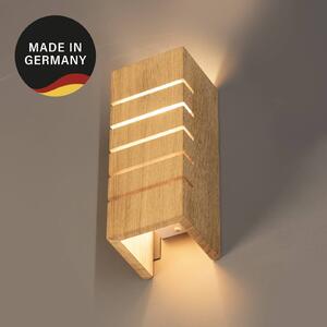 FISCHER & HONSEL Nástěnné světlo Shine-Wood, šířka 10 cm, E14, dub/bílá, dřevo, stmívatelný, Světlé dřevo, Obývací pokoj / jídelna, Dřevo