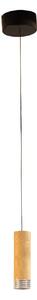FISCHER & HONSEL Závěsné světlo LED Shine-Wood, Ø 13 cm dub/černé dřevo/akryl, stmívatelný, Světlé dřevo, Obývací pokoj / jídelna, Dřevo
