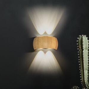 FISCHER & HONSEL LED nástěnné světlo Shine-Wood, šířka 20 cm, dub/černá 4-flg., Světlé dřevo, Obývací pokoj / jídelna, Dřevo