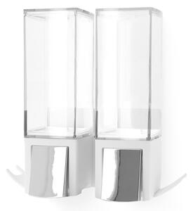 Bílý nástěnný samodržící dvojitý dávkovač na mýdlo Compactor Clevek Double Dispenser