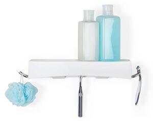 Bílá nástěnná samodržící polička Compactor Clever Flip Shower Shelf