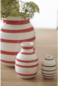 Bílo-červená pruhovaná keramická váza Kähler Design Omaggio, výška 12,5 cm
