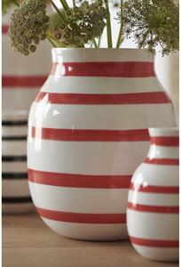 Bílo-červená pruhovaná keramická váza Kähler Design Omaggio, výška 20,5 cm
