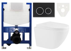 Mexen Fenix XS-F rám podomítkový do WC - 60800 + Mexen Fenix 07 XS tlačítko pro splachování - černá + Mexen Lena WC mísa Rimless, WC sedátko se zpomalovacím mechanismem, široký - bílá - 30298000