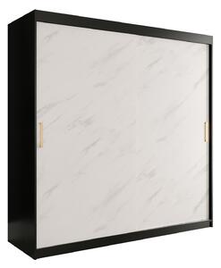 Šatní skříň 200 cm Marbelo T (matná černá + bílý mramor). 1064550