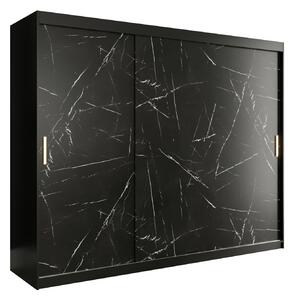 Šatní skříň 250 cm Marbelo T (matná černá + černý mramor). 1064553