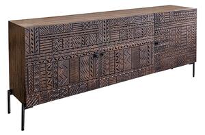 Komoda TRIBAL 3D 180 CM hnědá masiv mango Nábytek | Úložné prostory | Komody | Nízké