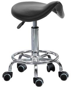 HOMCOM Vysoké Křeslo na Kolečkách, Výškově Nastavitelné, Polstrované Ergonomické Pěnové Sedadlo, Moderní a Univerzální Design, 36,5x37,5x51-66 cm, Čer