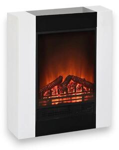 Elektrický krb 750–1500 W z oceli a bílého deva s realistickým efektem plamen, 59 x 23 x V 74 cm
