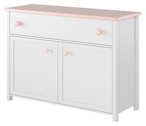 Komoda 2D1S bílá/růžová LUNA LN05