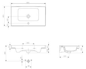 Cersanit Crea umyvadlo 80.5x45.5 cm obdélníkový nábytkový bílá K114-017