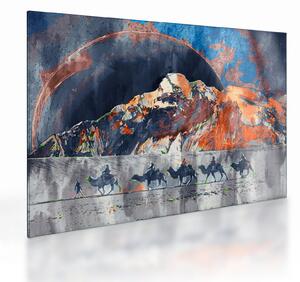 Skleněný obraz - Ilustrace potníků (70x50 cm)