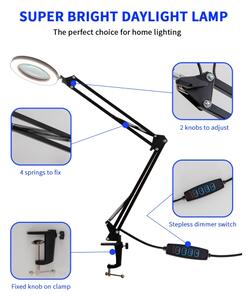 Brilagi - LED Stmívatelná stolní lampa s lupou LED/12W/5V 3000/4200/6000K černá
