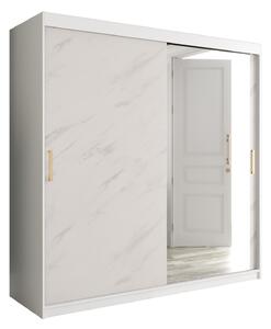 Šatní skříň 200 cm Marbelo T2 (matná bílá + bílý mramor). 1064600