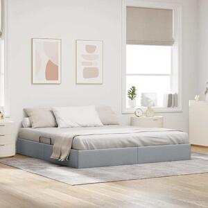 Postel s úložným prostorem Světle šedá 193 x 203 cm Textil 3370060