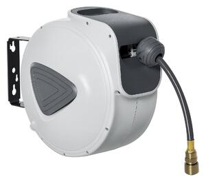 DURHAND Automatická navíjecí hadice 20m + 194cm s připojením Φ1/4'', montovatelná na zeď a otočná o 180°, šedá | Aosom