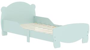 AIYAPLAY Montessori postel pro děti 3-6 let, 140x70 cm jednolůžková dětská postel s ochrannými zábranami a dřevěným rámem ve tvaru medvěda pro dětský
