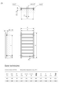 LaVita Lungo koupelnový radiátor designově 96x50 cm černá 5903918078688