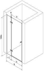 Mexen ROMA sprchové otevírací dveře ke sprchovému koutu 80 cm, černá-transparentní, 854-080-000-70-00