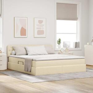 Postel s úložným prostorem a matrací Krémová 180 x 200 cm Samet 3370591