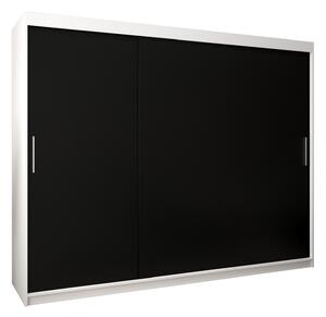 Šatní skříň 250 cm Toki (Bílá matná + Černá matná). 1064860