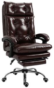 Ergonomická kancelářská židle Vinsetto z umělé kůže, otočná židle s nastavitelnou výškou, sklonem 135° a sklápěcím podnožním základem pro studium a pr