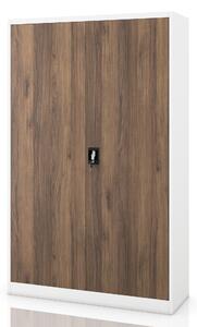 Kovová kancelářská skříň na spisy bílá / ořech, 1150x1850x400 mm: JAN II Eco Design