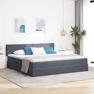 Postel s úložným prostorem s čelo Tmavě šedá 200 x 200 cm samet 3370720