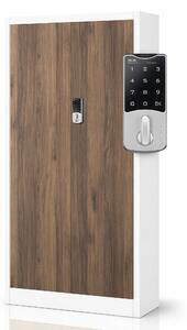 Kovová kancelářská skříň se zámkem na kód bílá, ořech, 900x1850x400 mm: DANIEL Eco Design