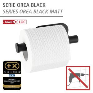 WENKO Držák WC papíru BEZ VRTÁNÍ TurboLoc OREA BLACK černý 5x16x7 cm
