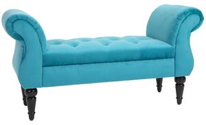 HOMCOM Vintage styl lavice na konci postele, dřevěný rám a čalouněné sedadlo Chesterfield, modrá 117 x 40 x 58 cm | Aosom
