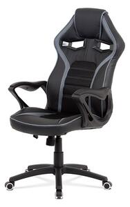 Kancelářská židle, černá látka + MESH, šedá MESH, kříž plast černý, houpací mech