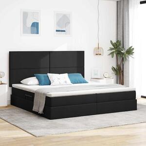 Postel s úložným prostorem a matrací Černá 200 x 200 cm textil 3371741