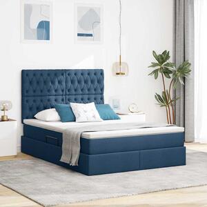 Postel s úložným prostorem a matrací Modrá 140 x 200 cm textil 3371852