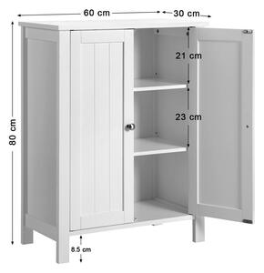 Bílá koupelnová skříňka s dvířky Songmics, šířka 60 cm