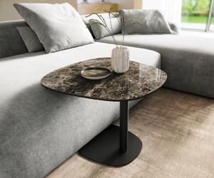 DELIFE Konferenční stolek Edge Boot 60x60 cm keramika Laminam® Emperador Extra Lucidato tmavě hnědá Eleny kov černá