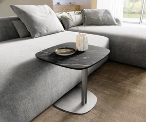 DELIFE Konferenční stolek Edge oválný tvar 50x50 cm keramika Laminam® Noir Desir hnědá Eleny nerezová ocel broušená