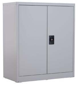 Vinsetto Mobilní skříň s nastavitelnou policí a bezpečnostním zámkem pro domácí kancelář, garáž, ocel 80x40x92,5 cm šedá | Aosom