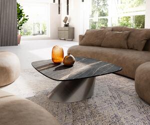 DELIFE Konferenční stolek Edge Boot 90x90 cm keramika Laminam® Noir Desir hnědá Conis Metallic stříbrná