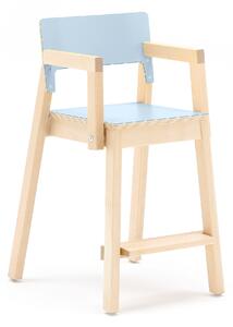 AJ Produkty Vysoká dětská židle LOVE, s područkami, výška 500 mm, bříza, modrá