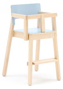 AJ Produkty Vysoká dětská židle LOVE, s područkami a zábranou, výška 500 mm, bříza, modrá